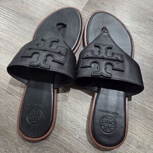 Tory Burch Black Leather Slides